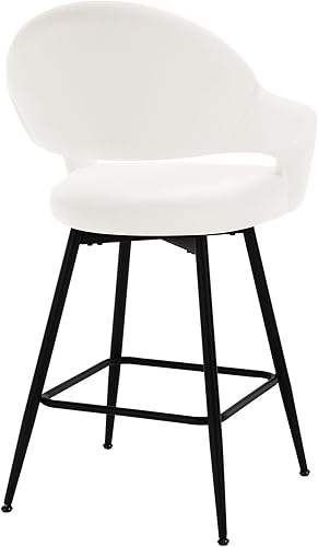 Miniatura 9 de Juego de 2 taburetes de bar giratorios de altura de mostrador con respaldo hueco, taburetes de cocina de 26 pulgadas de altura de mostrador con