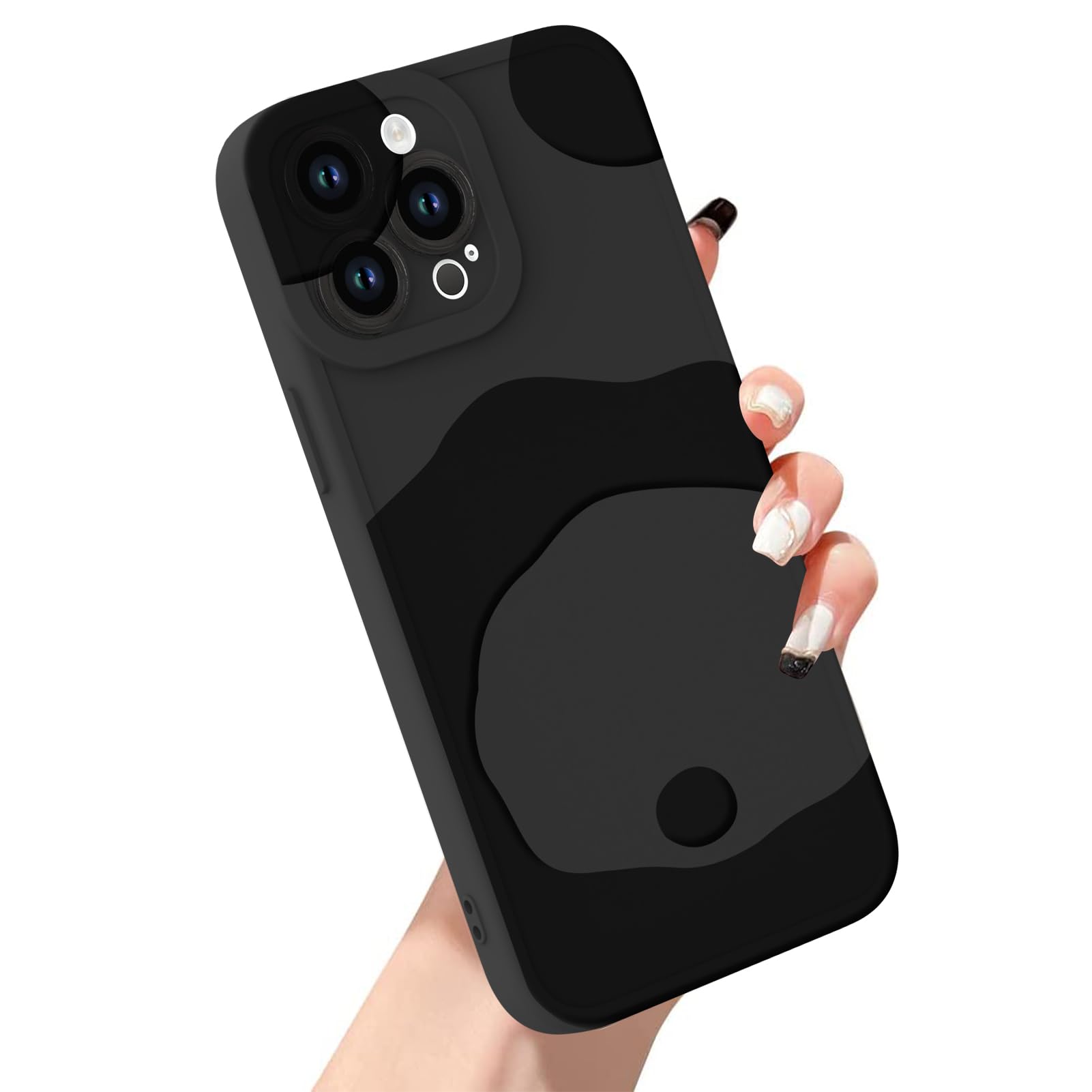 Marphe for iPhone 14 Pro Max Case Cute Panda Print Silicone Slim Soft TPU Shockproof Phone Case Full Camera Protection Cover for Women Men-Black/Gray