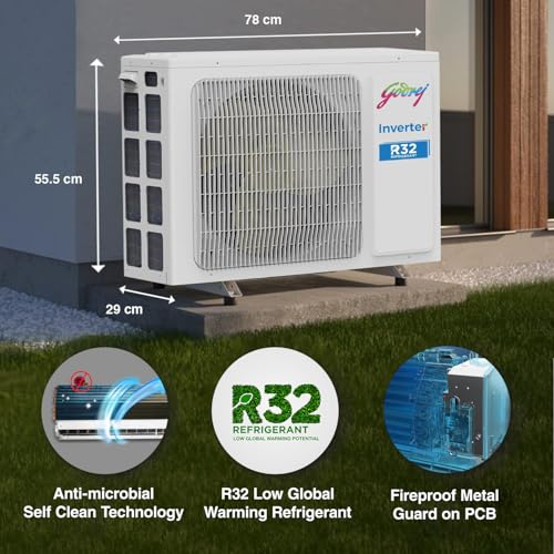 Image of Godrej 1.5 Ton 3 Star, 5 Years Comprehensive warranty, 5-In-1 Convertible, Inverter Split AC (Copper, I-Sense Technology, AC 1.5T EI 18TINV3R32-GWA /AC 1.5T EI 18TINV3R32-GWB, White)