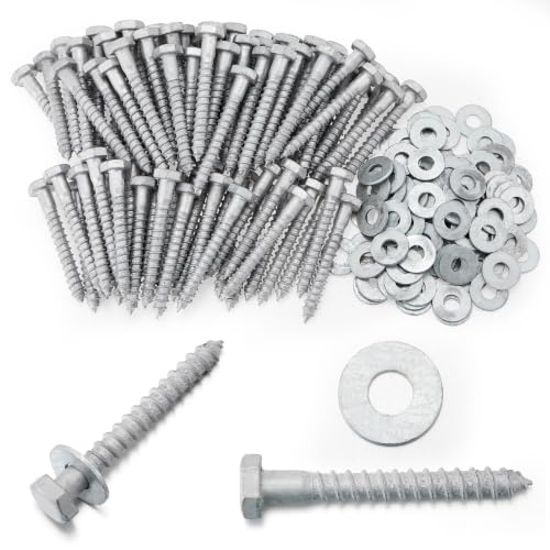 Image of 100 Pcs 1 /4 inch x 1-1 /2 inch Lag Bolts for Wood Lag Screws with Washers Bulk
