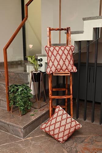 Image of TIB Premium Boho Decorative Throw Cushion Covers, 16 x 16 cm, Set of 2, Cotton. (Brown Cross)-230 TC