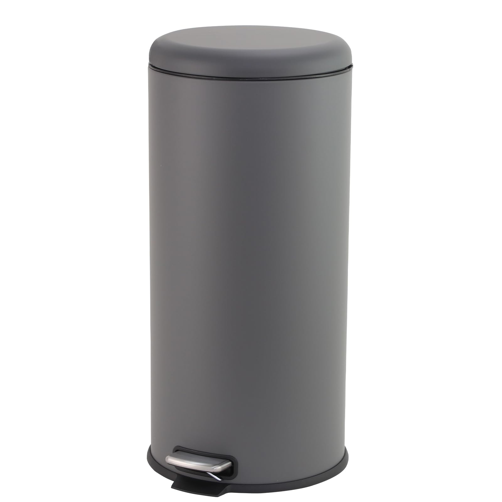 Panana 30L Round Trash Can Kitchen Waste Rubbish Garbage, Pedal Step Garbage Can & Recycle Bin with Removable Inner Buckets (Grey, Round 30L)