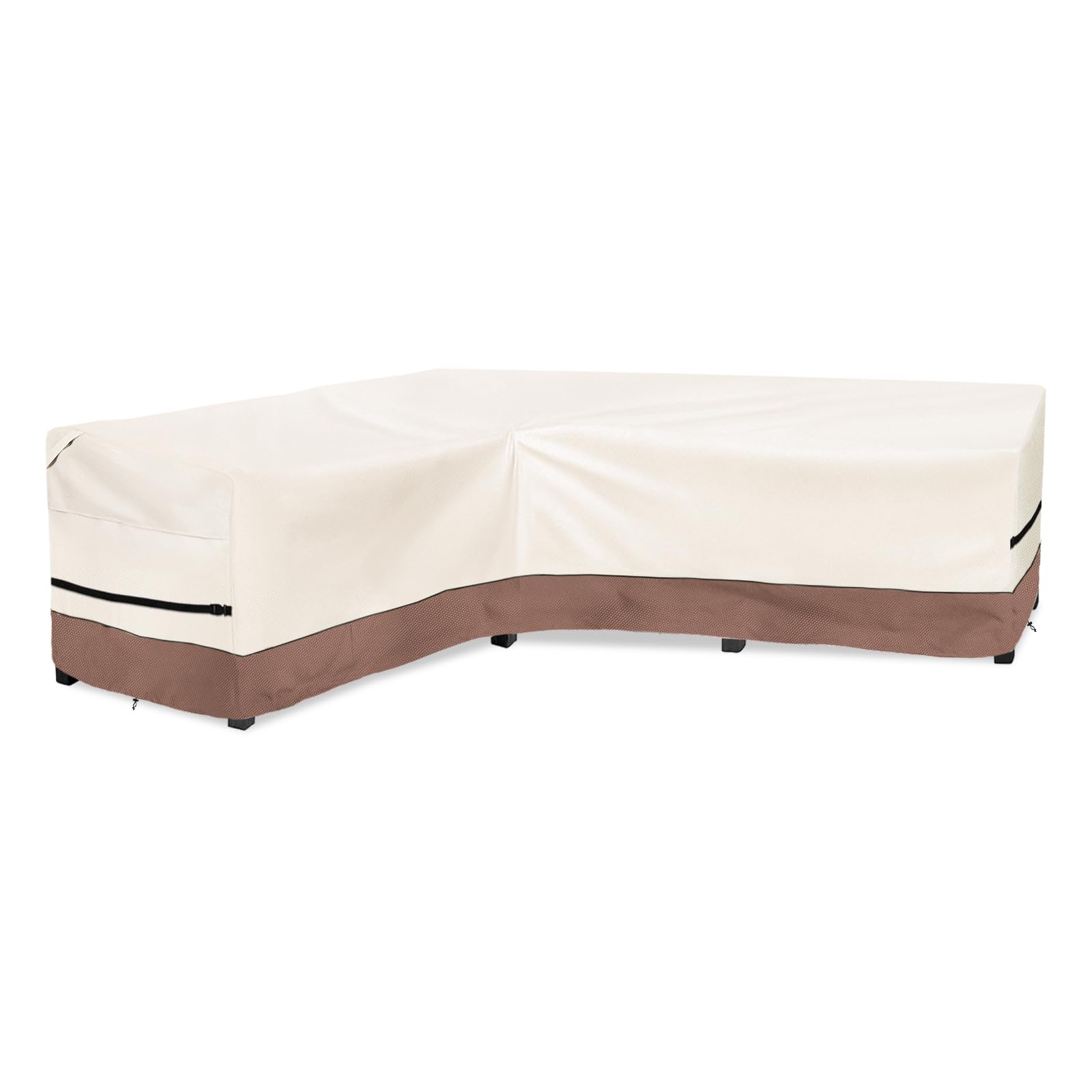Okcool Outdoor Sectional Cover,L-Shaped Patio Furniture Covers for 6-Seater Outdoor Sectional Furniture Couch 85"(110''L) x 32''D x 31''H, Beige &amp; Brown