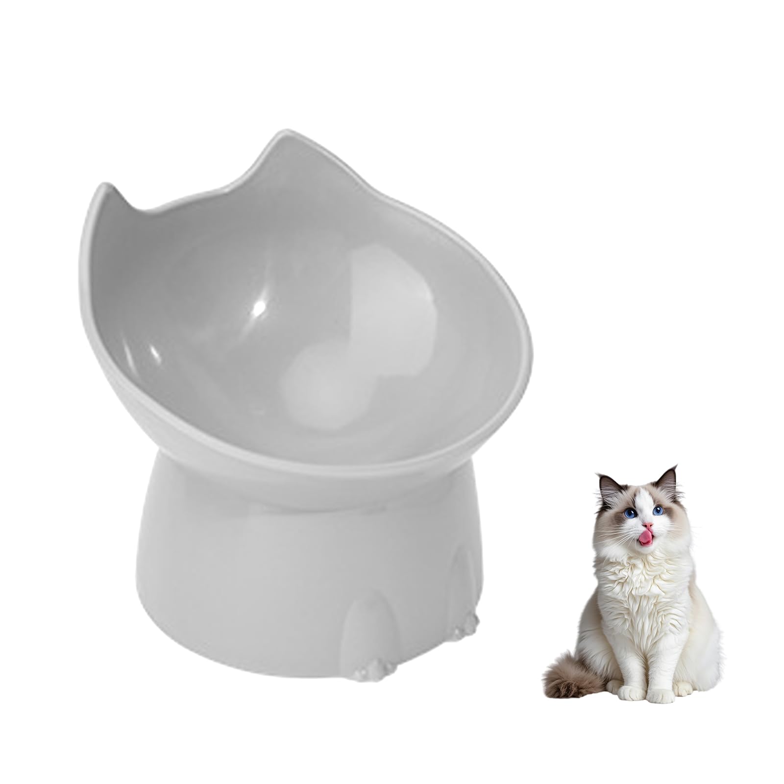 Raised Cat Bowls, Elevated Cat Feeding Water Bowl with Stand Tilted Anti Vomit Dog Kitten Food Dishes Pet Feeder for Cats and Small Dogs