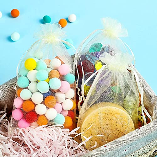 Image of Dealglad 100pcs Drawstring Organza Jewelry Candy Pouch Party Wedding Favor Gift Bags (4x6 inch, Beige)