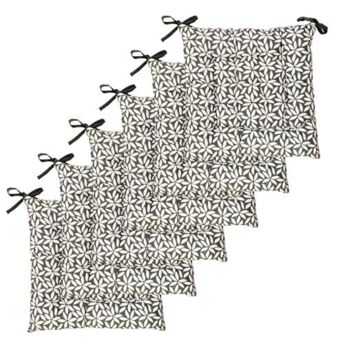 Atout Ciel Lot de 6 Galettes de Chaise carrées Bicolores 40x40cm, Kaki imprimé/uni