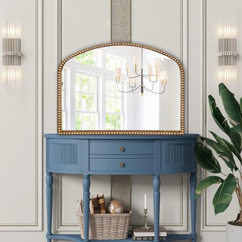 Ironsmithn Wall Mirror Mounted Decorative Long Hanging Arched Traditional Vintage Ornate Baroque Beaded Frame Wall-Mounted Decor For Washroom thumb #5