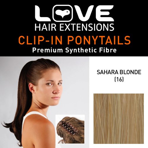Love Hair Extensions India Crocodile Clip Synthetic Hair Ponytail Colour 16 Sahara Blonde 16 -Inch, 16 inch
