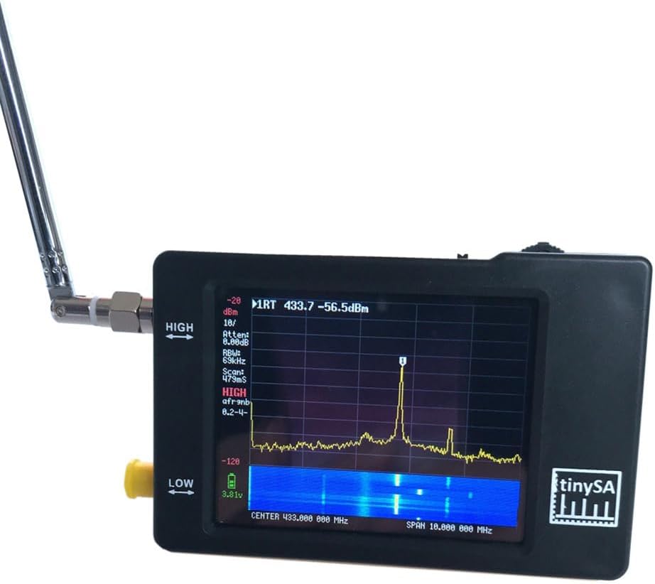Portable Spectrum Analyzer, 100khz - 960mhz Handheld Tiny Frequency Analyzer with 2.8 Display M F/HF/VHF UHF Input Audio