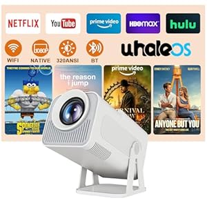 [Netflix Licensed] Smart Mini Projector 320ANSI Native 1080P 4K Support with Official Apps, Portable Projector with WiFi and BT for Home Theater/Outdoor/Bedroom HY320 NTV