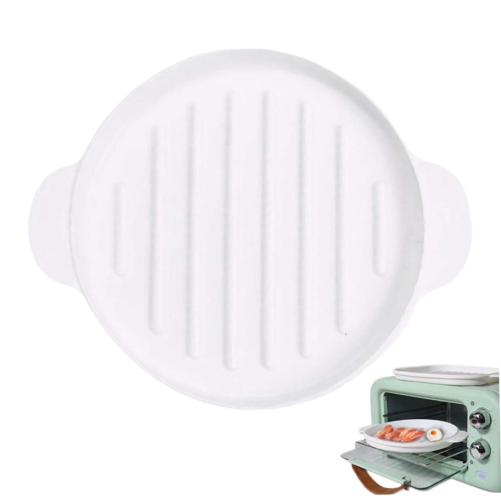 Bandeja de silicona para microondas redonda de 9.5x7.8'' con asas para cocinar tocino