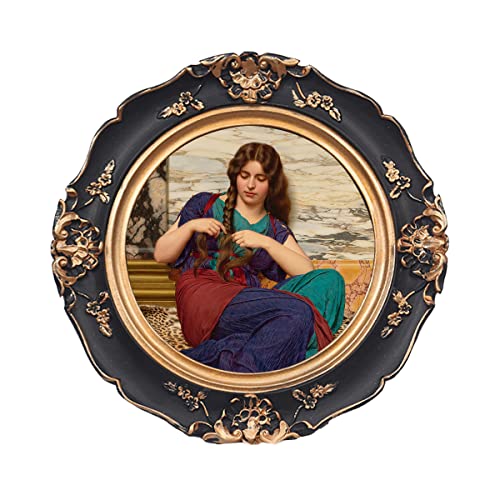 WINPLUS+ Cadre photo vintage rond de 10,2 x 10,2 cm, cadre photo antique avec mobilier floral doré en relief, décoration de style rétro, affichage mural et de table, galerie d'art (10 x 10 cm, noir) WINPLUS+ Cadre photo vintage rond de 10,2 x 10,2 cm, cadre photo antique avec mobilier floral doré en relief, décoration de style rétro, affichage mural et de table, galerie d'art (10 x 10 cm, noir)