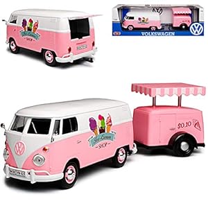 Motormax Volkswagen T1 Eiswagen mit Anhänger Modellauto