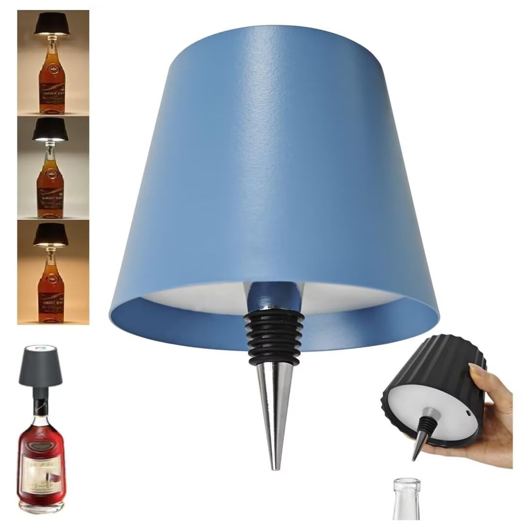Pridola Wireless Bottle Lamp, LED Wine Bottle Lamp, RGB/3 Color Stepless Dimming Pridola Bottle Lamp, Touch Control Wireless Bottle Lampshade, Rechargeable Wine Bottle Lights for Bars Restaurants