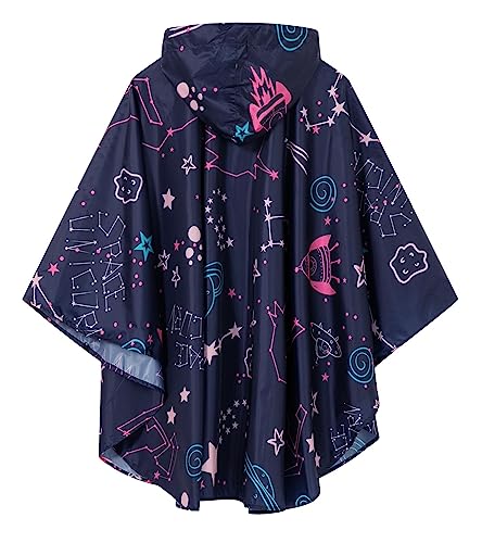 Image of SaphiRose Lightweight Kids Rain Poncho Waterproof Jacket Zipper Up Rain Coat