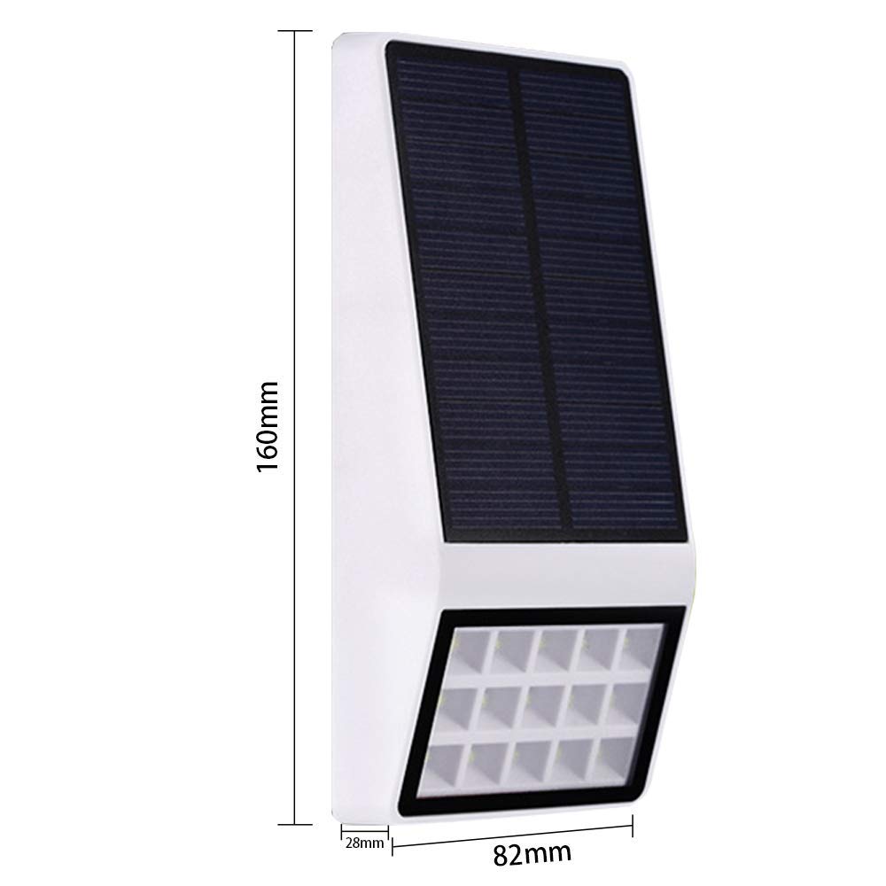 Solarna lampa zewnętrzna Led Solar Wall Light Wodoodporny Dekoracyjna lampa ogrodowa do ogrodzenia, garażu, drzwi 3 tryby Biały 1 opakowanie (biały 2 szt.)