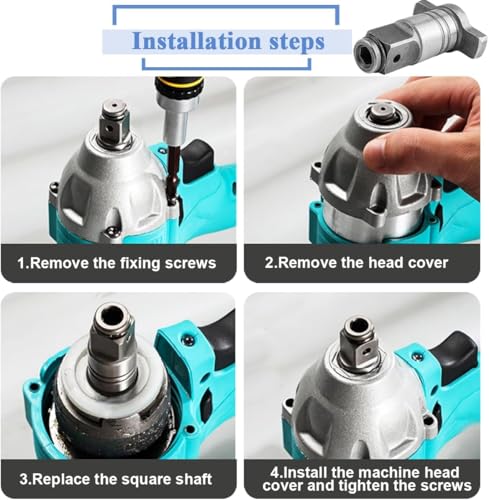 Image of Cordless Impact Wrench Square Drive Adapter | 1 /2 Inch (12.7mm) to 1 /4 Inch (6.35mm) Hex Dual Use T-Shaft | Alloy Steel Right Angle Drill Attachment for Tight Spaces