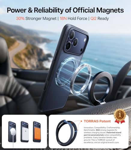 Image of TORRAS Upgraded 360 Magnetic Stand for iPhone 17 Pro Max Case Black
