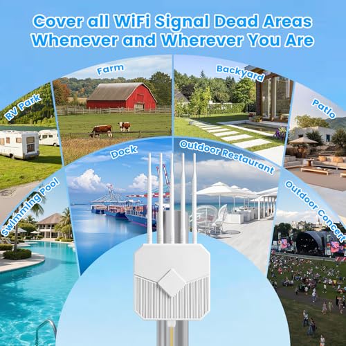 Image of Outdoor WiFi 6 Extender, 2026 AX3000 Long Range Outdoor WiFi Extender Signal Booster, IP67 Weatherproof Outdoor Wireless Access Point with PoE, Gigabit Ports for Garage, Farm, Yard, RV, Dock,Starlink