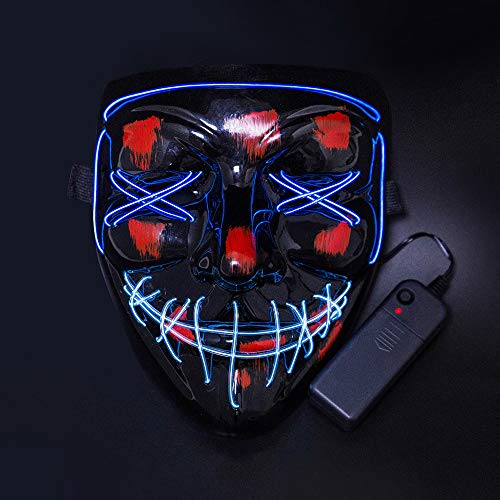 Máscara com luz azul assustadora festa de terror divertida máscara iluminadora de luz fria máscara a