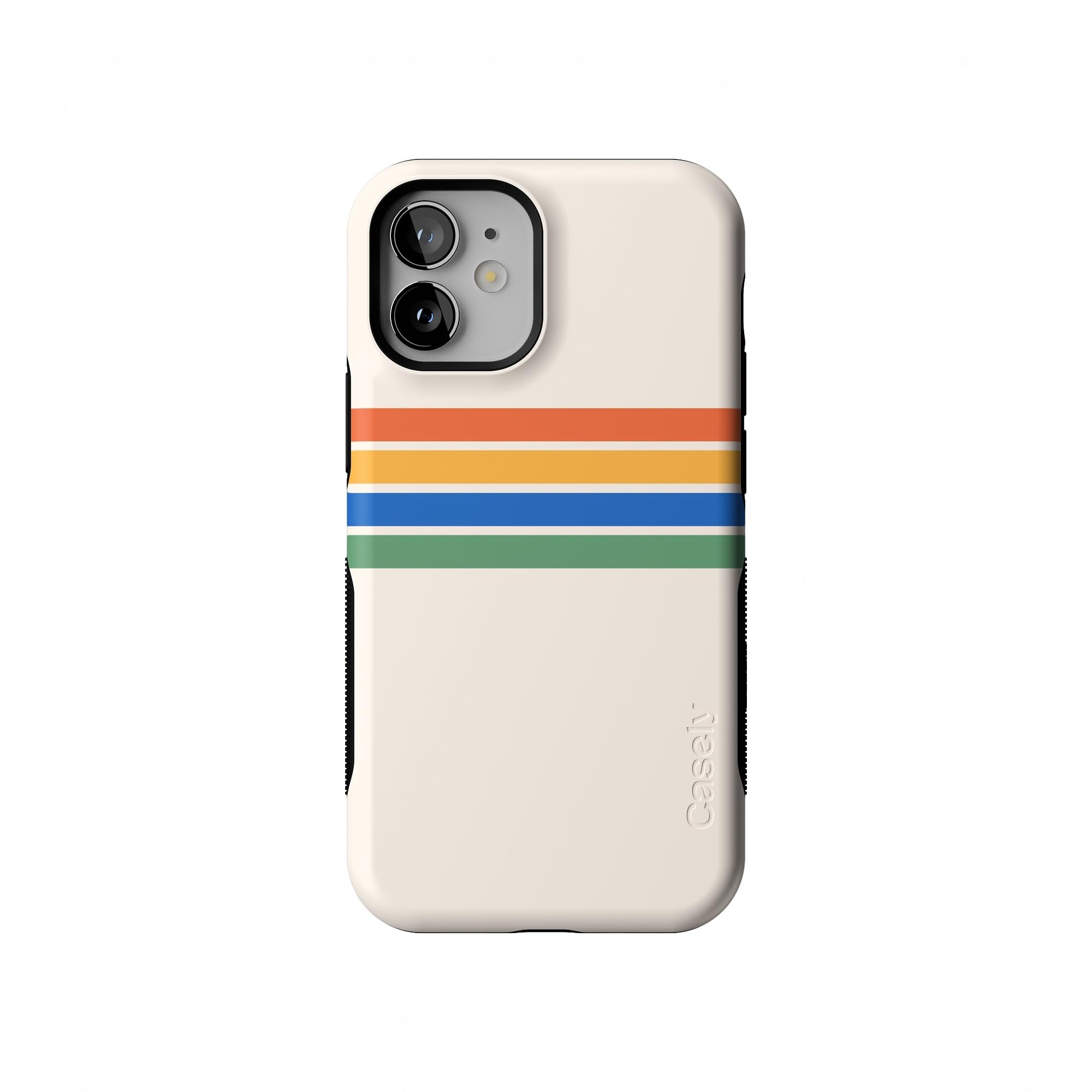 Casely iPhone 12 Mini Case | Totally Groovy | Rainbow Stripes Color Block | Compatible with MagSafe | Bold Protective Design