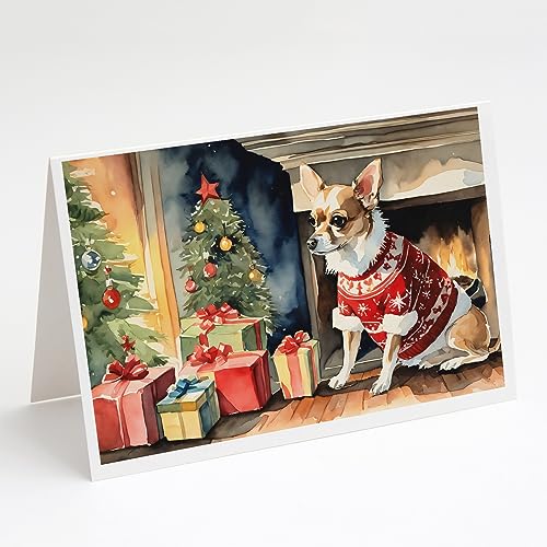 Caroline's Treasures DAC1324GCA7P Chihuahua Christmas Greeting Cards and Envelopes Pack of 8 Blank Cards with Envelopes Whimsical A7 Size 5x7 Blank Greeting Cards