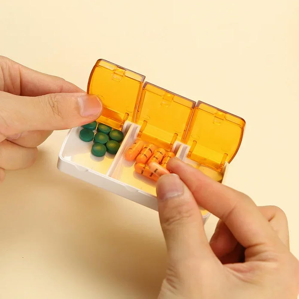 Pilulier, pilulier 7 jours, 3 compartiments, mini pilulier de voyage, conteneur for médicaments