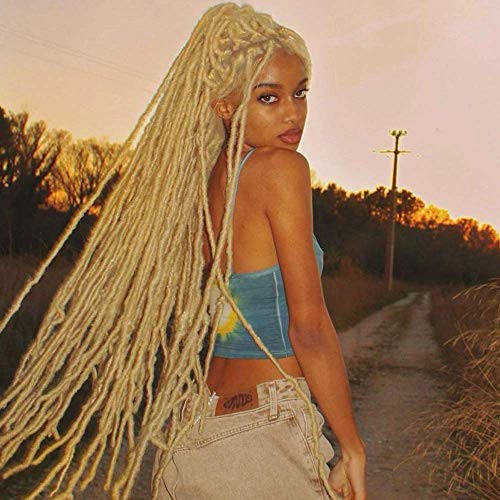 36 Inch New Faux Locs Crochet Hair Blonde New Soft Locs Crochet Hair Pre Looped Synthetic Supper Long Hair Extensions (36Inch(Pack of 4), 613#)