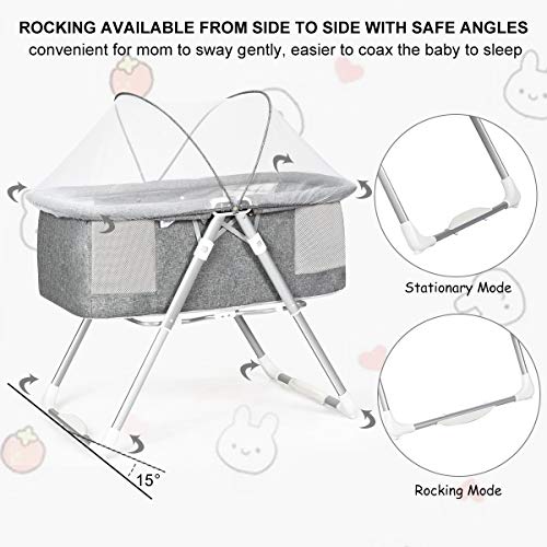 image for AKUSTIK 2 in 1 Portable Infant Bassinet, Fast Foldable Lightweight Bab