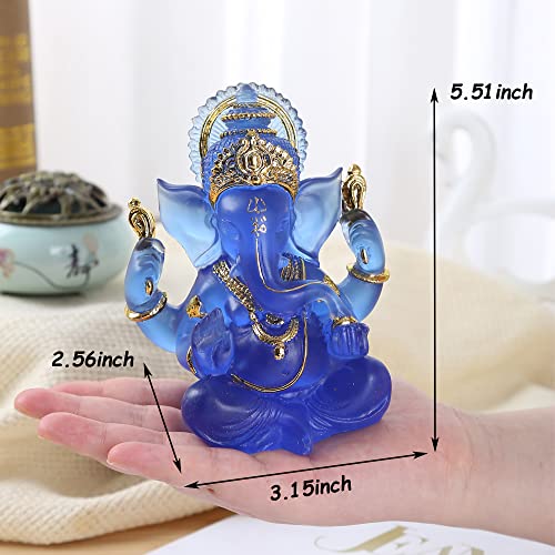 Figura Decorativa Estatua de Ganesha en Resina Azul 5.6''H miniatura 4