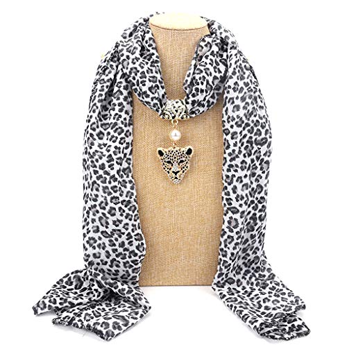 Fashion Women Long Chiffon Leopard Lady Scarf Necklace Pendant Jewelry Scarf