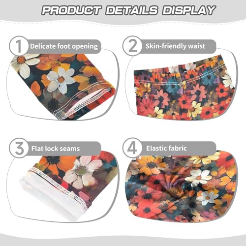 ALAZA Girls' Leggings Children's Yoga Pants Skinny Printed Dance Flower Oil Painting Comfortable 4T2