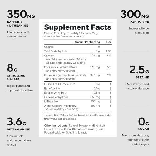 Image of LEGION Pulse Pre Workout - All Natural Nitric Oxide Preworkout Drink to Boost Energy, Creatine Free, Naturally Sweetened, Beta Alanine, Citrulline, Alpha GPC (Blue Raspberry)