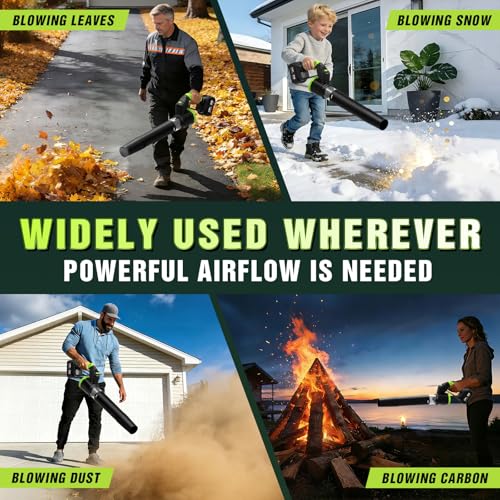 Cordless Leaf Blower, 3.3lbs Ultra Lightweight 550CFM 150MPH Handheld with Dual 3.0Ah Batteries & Fast Charger, 3-Speed Electric Leaf Blower for Lawn Yard Patio Driveway Snow (Green) - Image 3