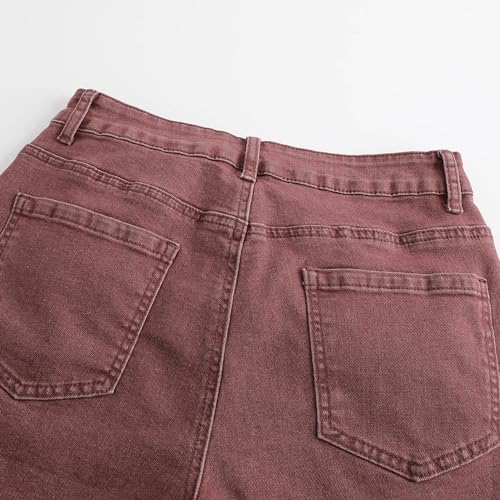 Image of THUNDER STAR Women Mid Rise Ripped Stretchy Jeans Shorts Frayed Raw Hem Casual Denim Shorts