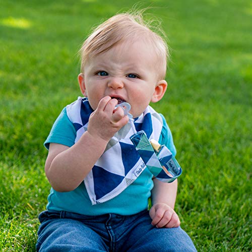 Dodo Babies Baby Bandana Drool Bib Set - 4pc Infant Bibs with 2 Pacifier Clips, Binky Case, Gift-Ready Bag - Soft Absorbent Cotton with Polyester Back - Adjustable Buttons to Fit 3-24 -Month Old Boys - Thumbnail 6