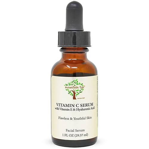 MOUNTAIN TOP 20 Vitamin C Serum with Hyaluronic Acid Witch Hazel Vitamin E and Argan Oil for Reduces Appearance of Dark Spots Acne Wrinkles for Men