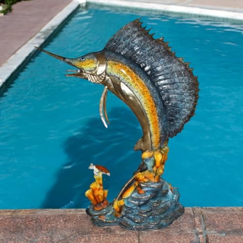 Estatua Grande de Pez Vela en Bronce para Decoración miniatura 3