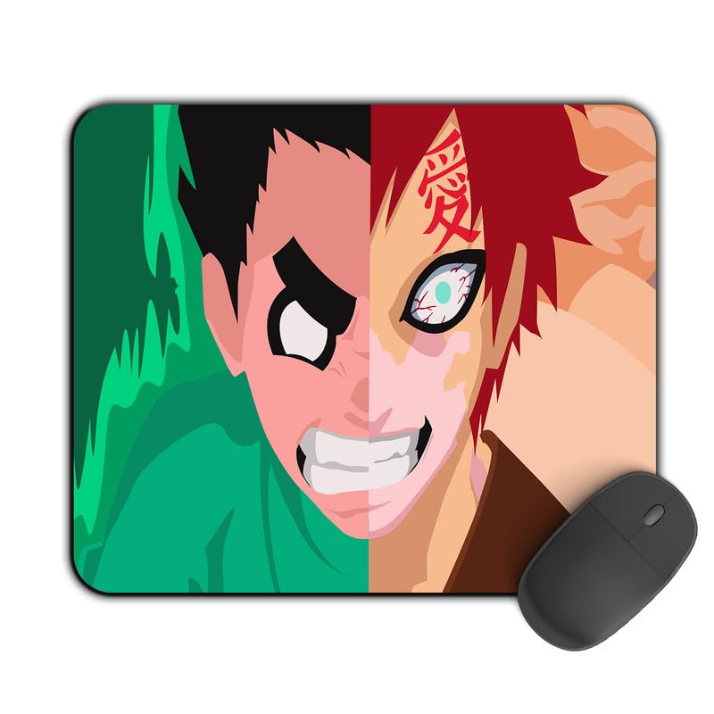 Image of Kirmada Gaming Mouse Pad - Rock Lee X Gaara (Naruto) Non-Slip Rubber Base - Durable, Smooth Surface, Ergonomic Design, Easy to Clean -Small Size for Mackbook,Laptop,Desktop