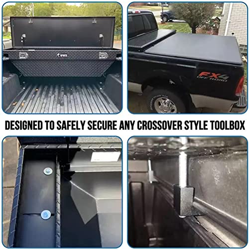 Evkilkjs 4Pcs Truck Tool Box Mounting Kit,Universal Pickup Truck Bed Tie Downs Aluminum J Hooks Crossover Mounting Set Pickup Truck Tool Box Fixing Supplies (Black) #TOP3