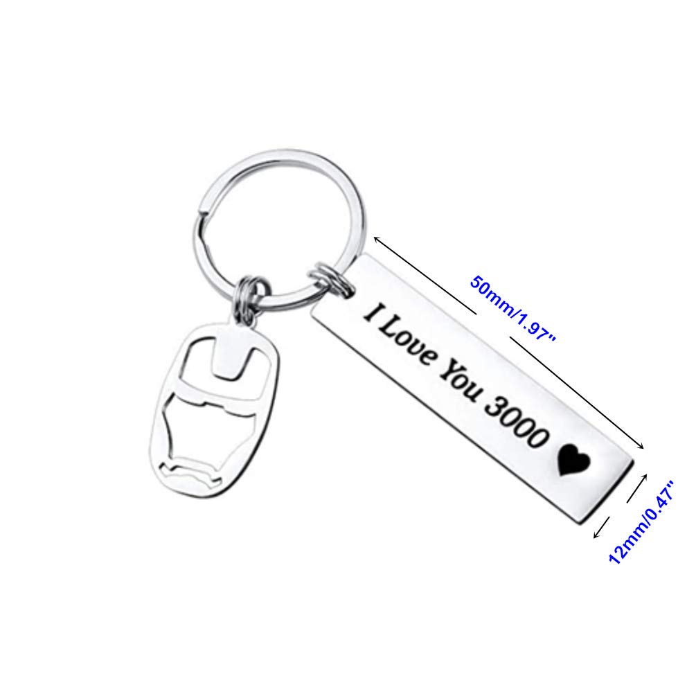 Jilukibo I Love You 3000 Keychain for Papa Farther‘ Day Gift, Iron Man Key Rings Gift for Men Boyfriend, Valentine's Day Birthday Wedding Anniversary Key Ring