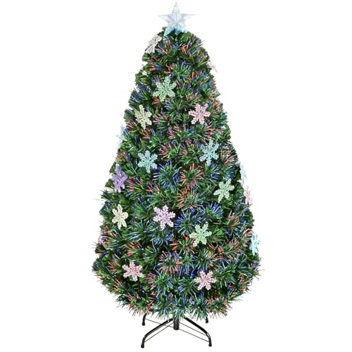 HOMCOM Albero di Natale Artificiale 150cm con Fibre Ottiche...