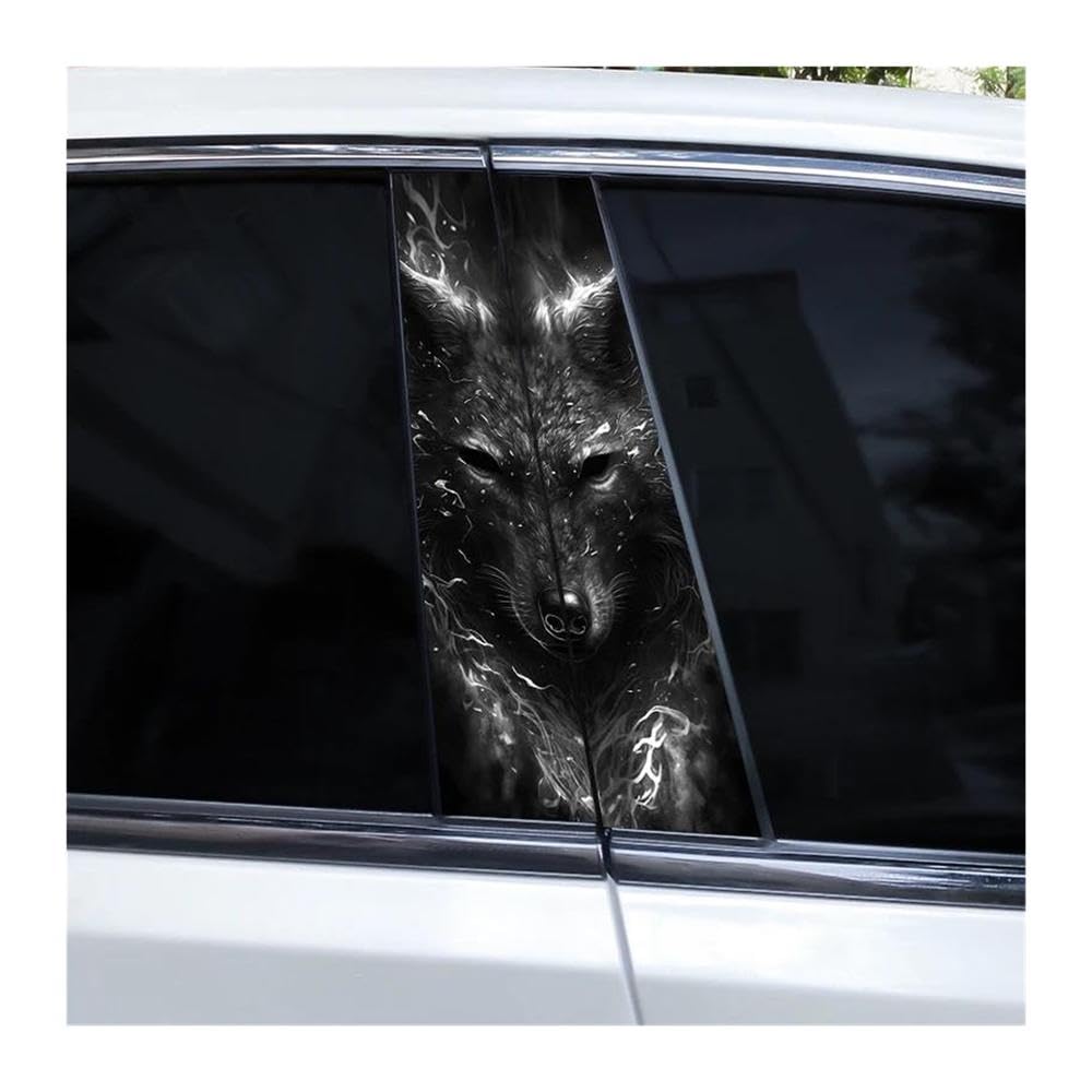 Body Parts 2pcs Car B-Pillar Decorative Decals A Fierce Wolf Car Center Column Sticker DIY(Type A)