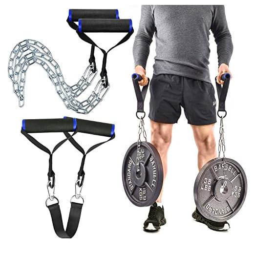 Logest Farmer's Walk Handle Set with Chain - Set 2 Stainless Steel Chains with Non-Slip Rubber Handles - Weightlifting Equipment Attachment Tarof gets Arms Shoulders Core Abs Farmer Walk Handles