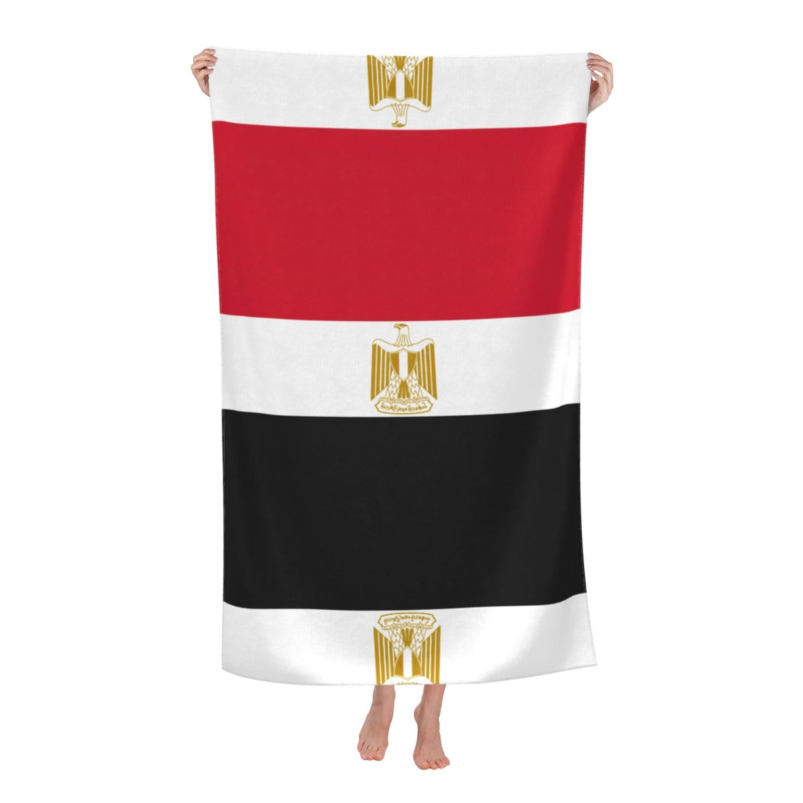 Oazcvbnn Women's White Egyptian Flag Print Adult Beach Towel Summer Travel Pool Vacation Swimming Fitness Outdoor Adventures