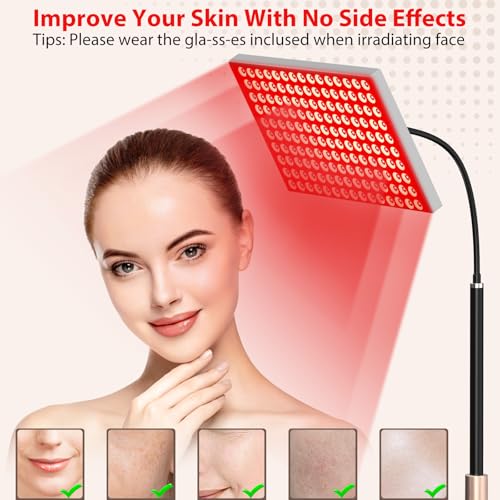 Image of Red Light Therapy for Body: Infrared Light Therapy Panel Lamp with Stand, 660nm Deep Red and 850nm Near Infrared LED Device at Home for Face and Body