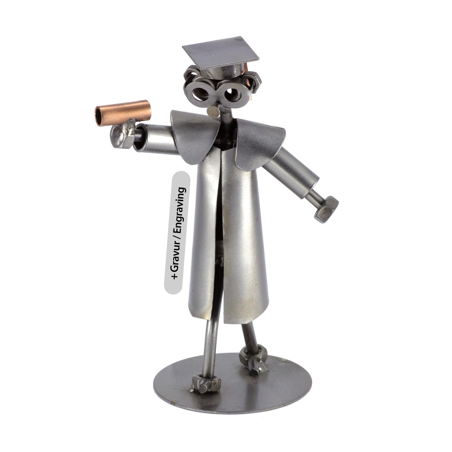 Steelman24 I Nuts and bolts sculpture College Graduate With Personal Engraving I Handmade ornaments I I Metal figurine