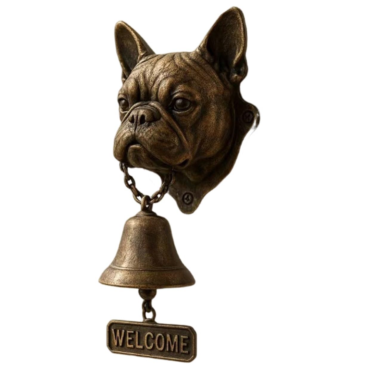 DEJIN Dog Welcome Doorbell, Vintage Resin Wall Mounted Entry Bell for Porch, Front Door & Garden - Must-Have Dog Lover Giftg Bell(French Bulldog)