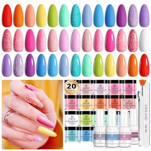 SAVILAND Dip Powder Nail Kit Starter - 20 Colors Summer
