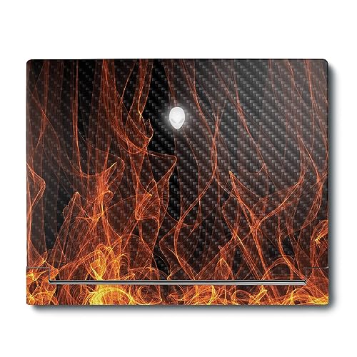Image of MightySkins Carbon Fiber Skin Compatible with Alienware X16 R1 (2023) Full Wrap Kit - Charcoal Flames | Protective, Durable Textured Carbon Fiber Finish | Easy to Apply | Made in The USA